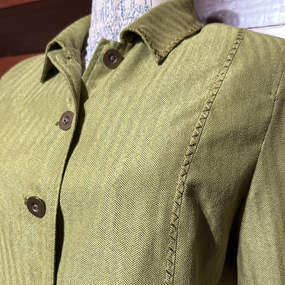 Coldwater Creek Collared Long Sleeve Olive Green Button Down Blazer - Picture 6 of 10